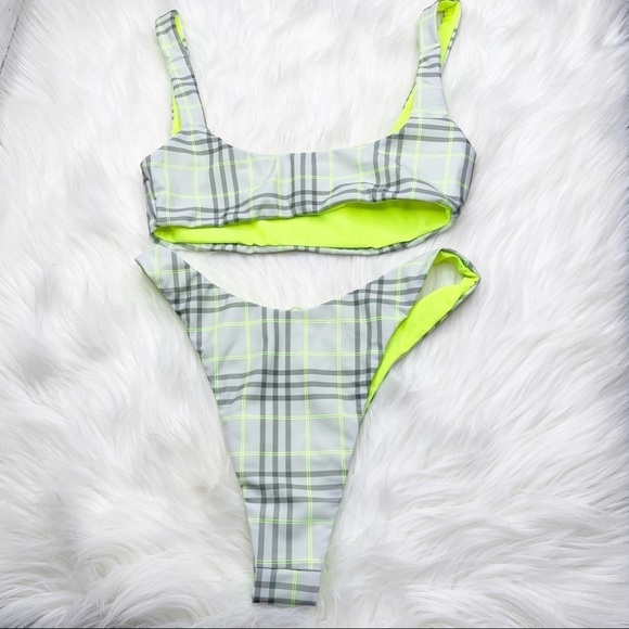 NWOT Sahara Ray Plaid High Cut Two Piece Bikini - Picture 6 of 10